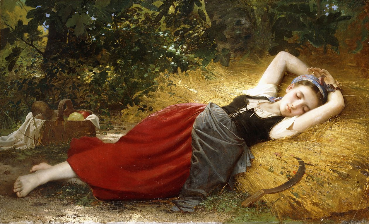 農民の少女、眠る、1874 作： レオン・バジール・ペロー