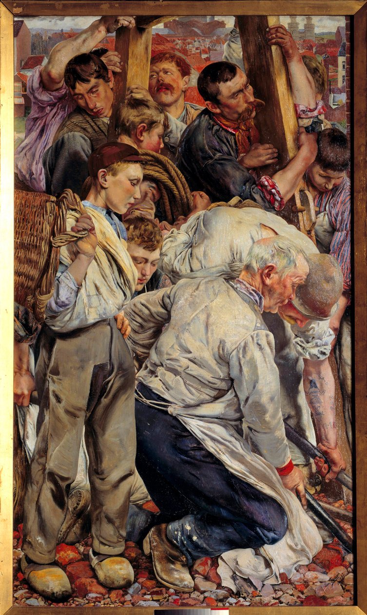 社会的リアリズム：「労働者の時代」 レオン・アンリ・フレデリック（1856-1940）（ec.belg）による三連作の左部分 1897 Sun.1,63x0,94 m パリ、オルセー美術館 作： レオン・アンリ・マリー・フレデリック