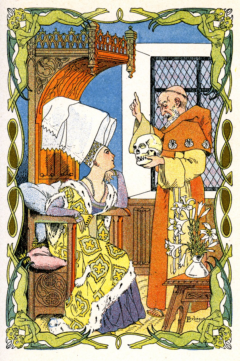 フレール・ジャン・チュレル、『Dame Violante une tete de mort』に出席 作： レオン・レベグ