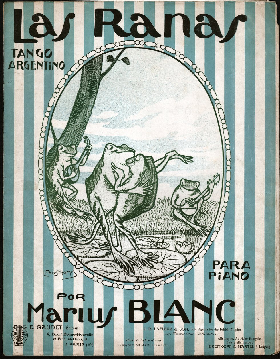タンゴを踊るカエル。 1914年（イラスト） 作： レオン・プソミス