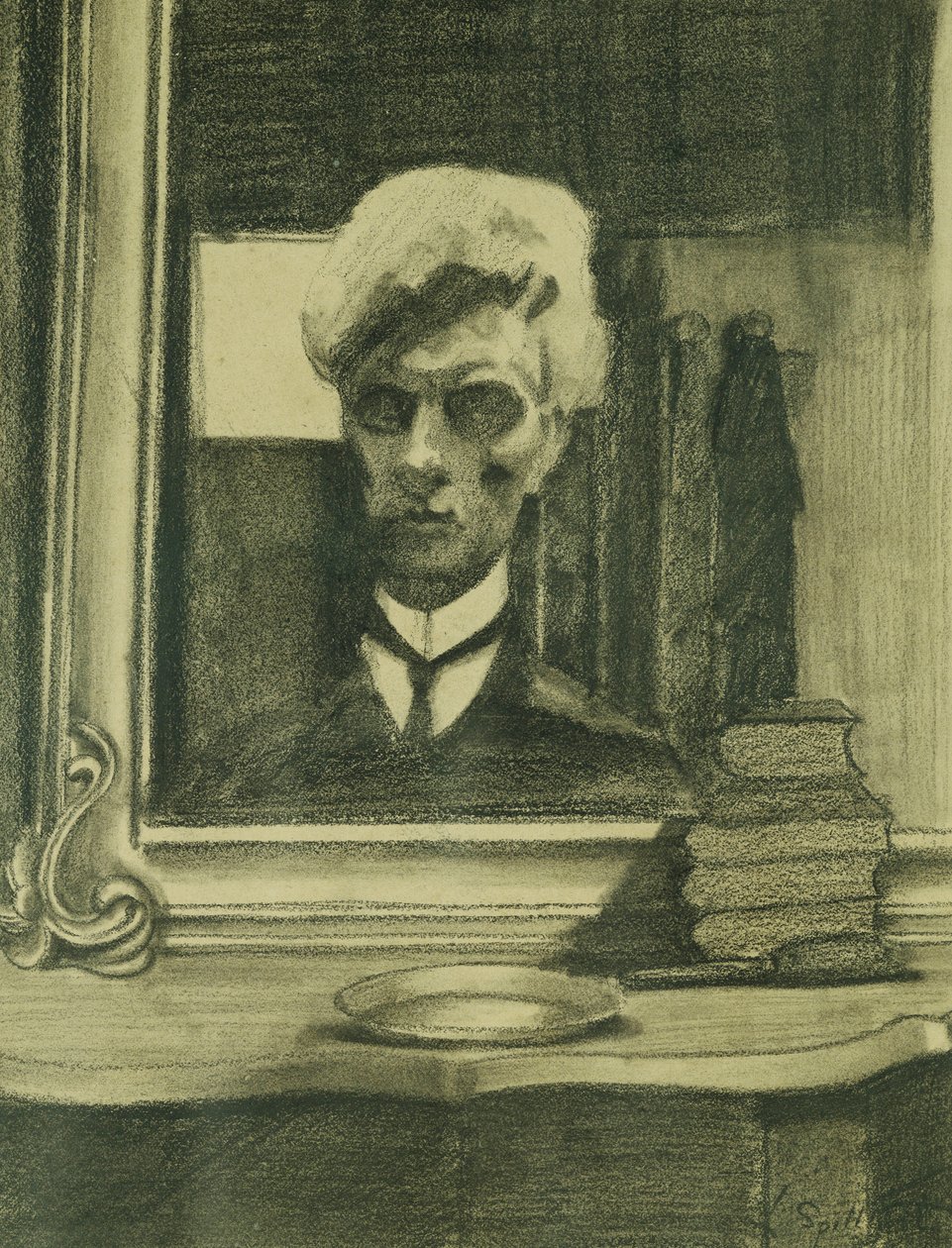 自画像; Autoportrait、1907年頃（バフ紙に木炭とクレヨン） 作： レオン・スピリアート