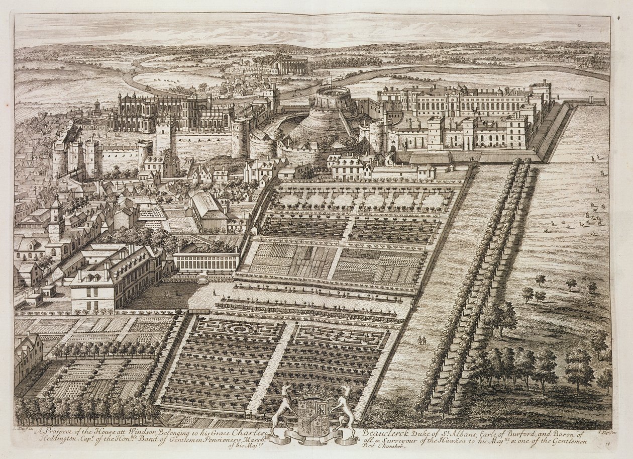 ヨハネスキップ（c.1652-1722）によって刻まれたウィンザー城 作： レナード・ナイフ