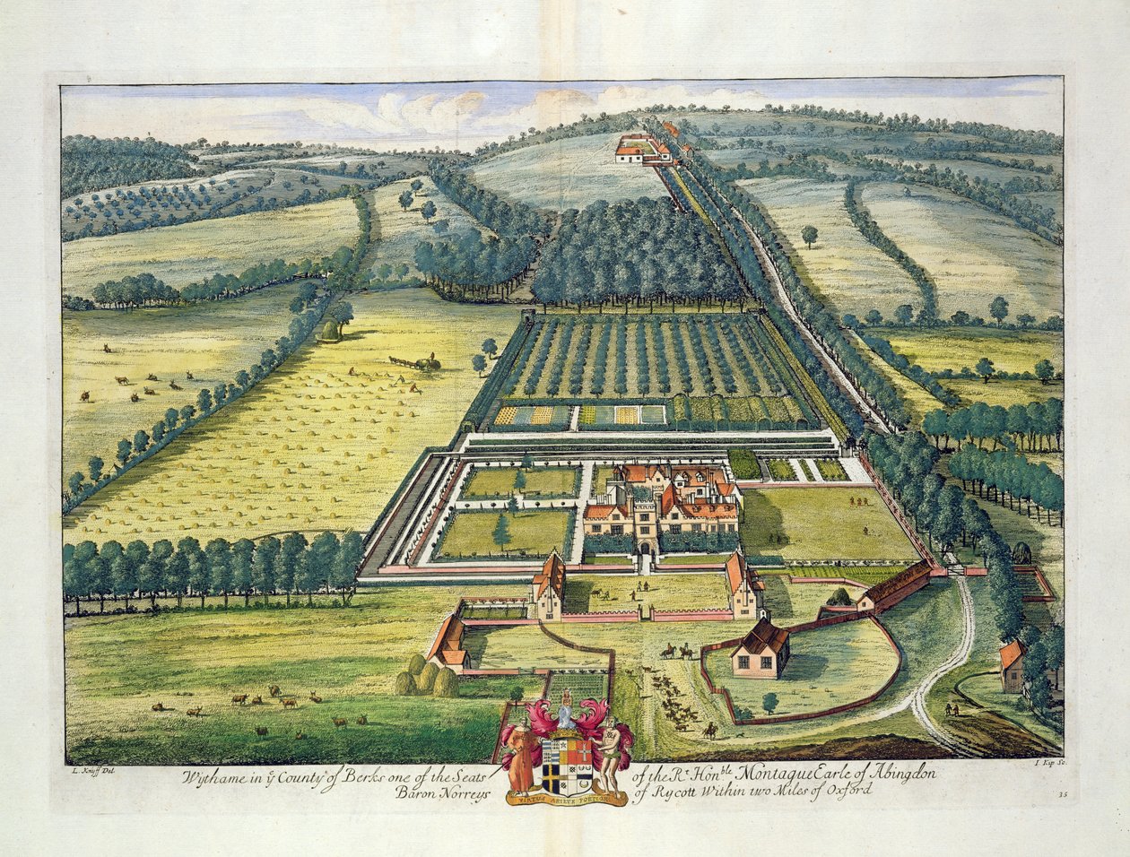 ヨハネスキップ（c.1652-1722）によって刻まれたバークシャーの郡のワイタム 作： レナード・ナイフ