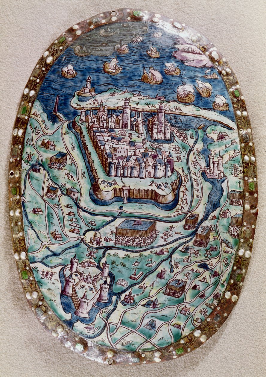 1558年のフランス人によるカレーの捕獲（エナメル質） 作： レナード・リモシン