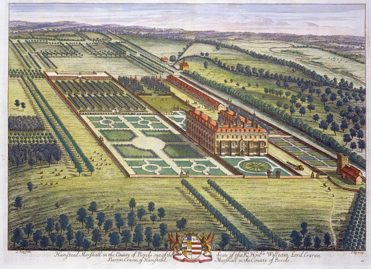 ヨハネスキップ（c.1652-1722）によって刻まれたバークシャーの郡のハムステッドマーシャル 作： レナード・ナイフ