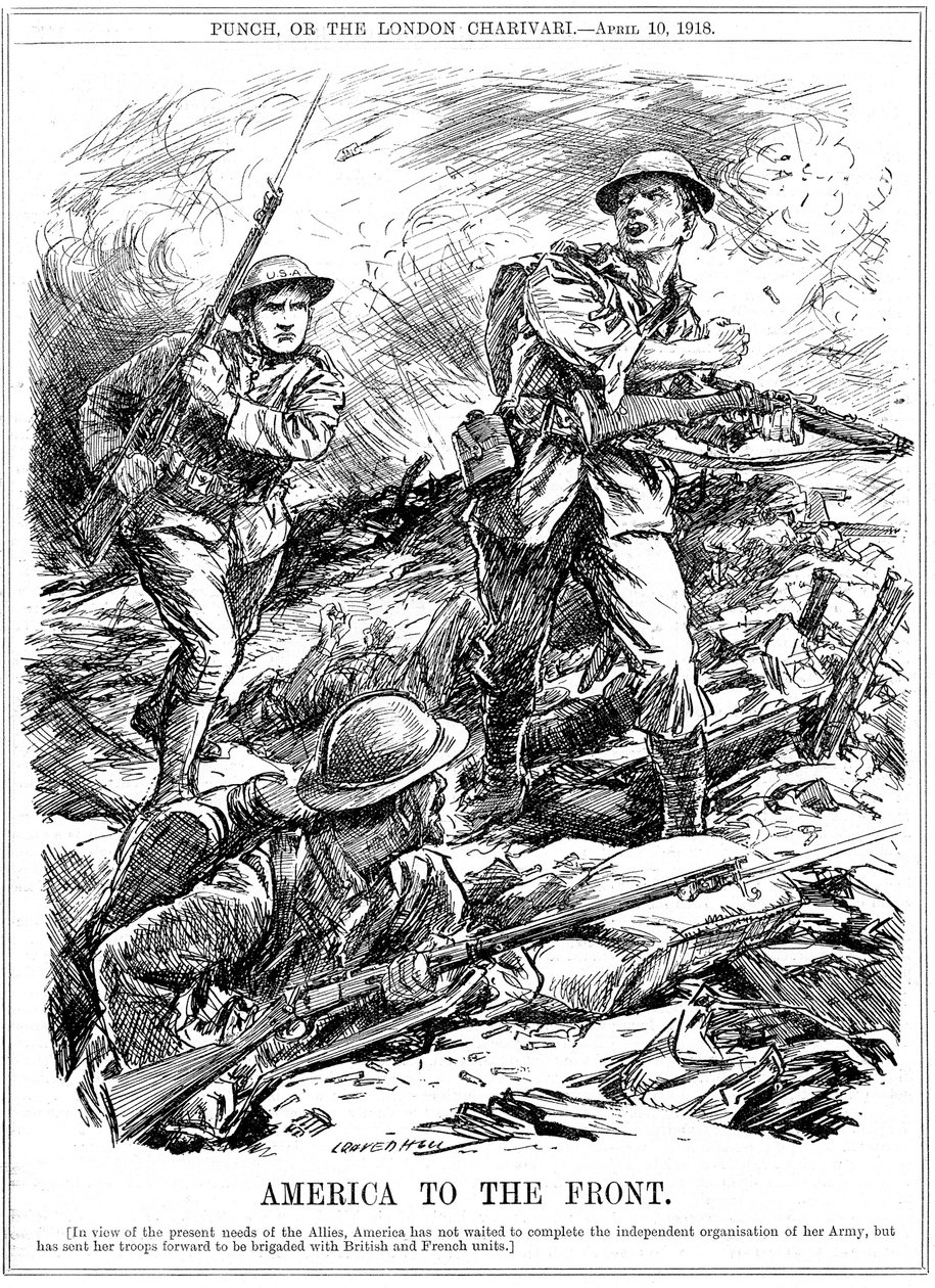 主な米軍が到着する前に連合軍を支援するためのアメリカ軍の増援、第一次世界大戦、1918年 作： レオナルドレイヴンヒル