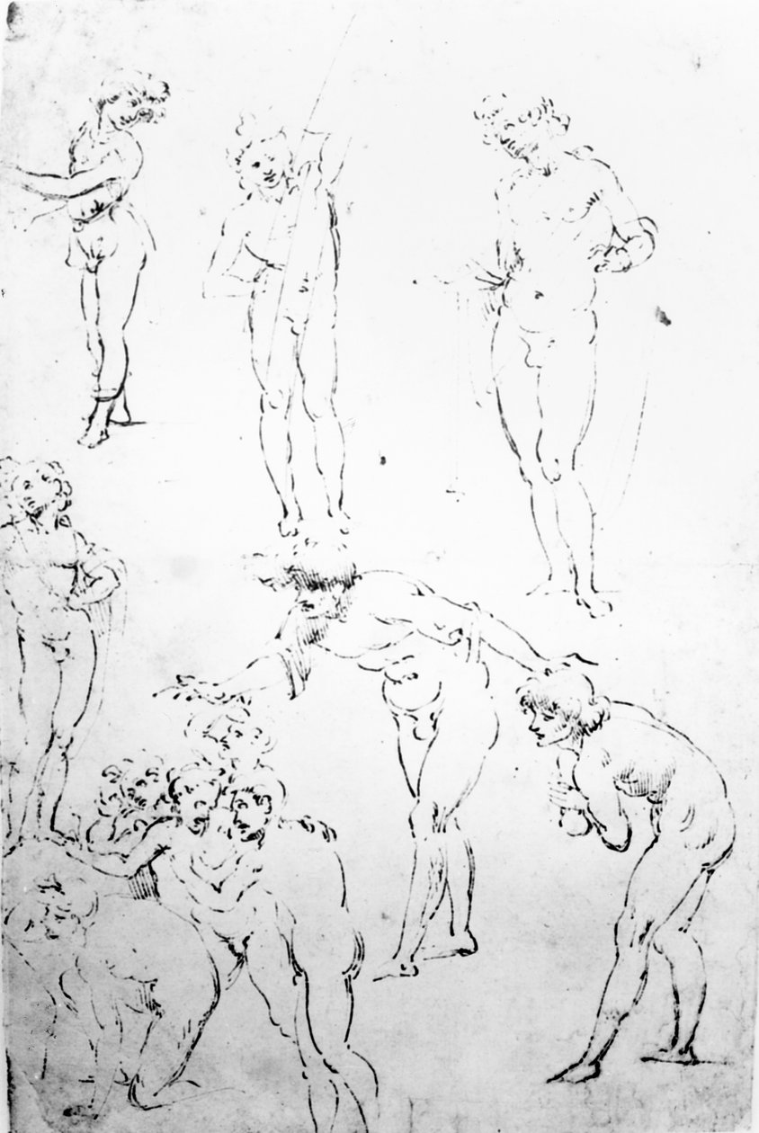 賢者の崇拝のための図的研究、c.1481（紙にペンとインク） 作： レオナルド・ダ・ヴィンチ