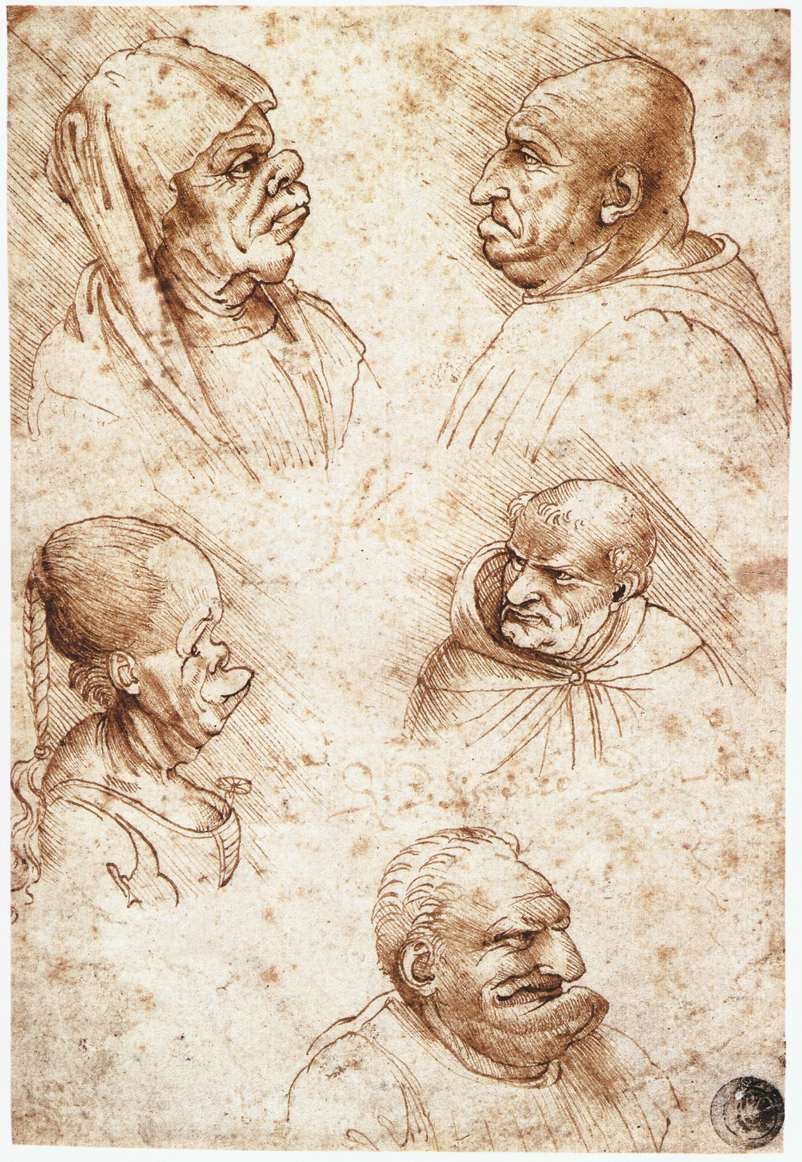 5つの似顔絵の頭 作： レオナルド・ダ・ヴィンチ