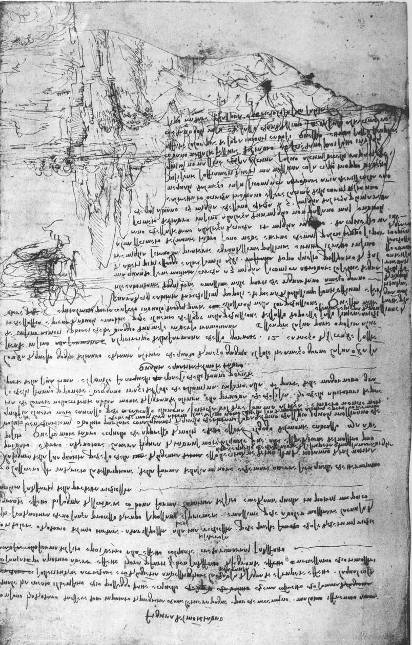 Fol.145v-b、Da Vinciのノートのページ 作： レオナルド・ダ・ヴィンチ