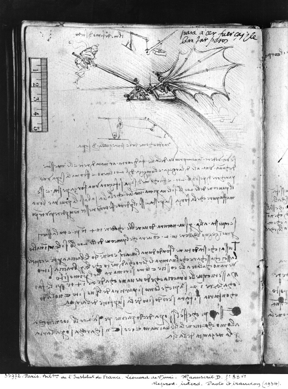 MS B fol.88v翼の耐荷重性のテスト、1487-90（紙にペンとインク） 作： レオナルド・ダ・ヴィンチ