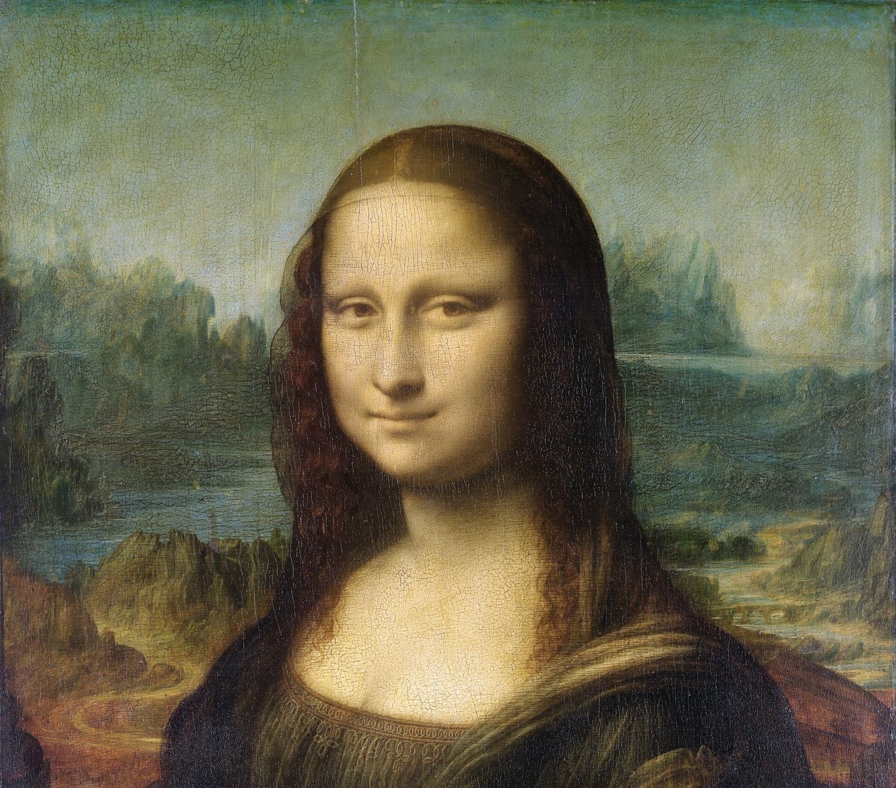 モナリザ、1503-6年頃（3179の詳細） 作： レオナルド・ダ・ヴィンチ