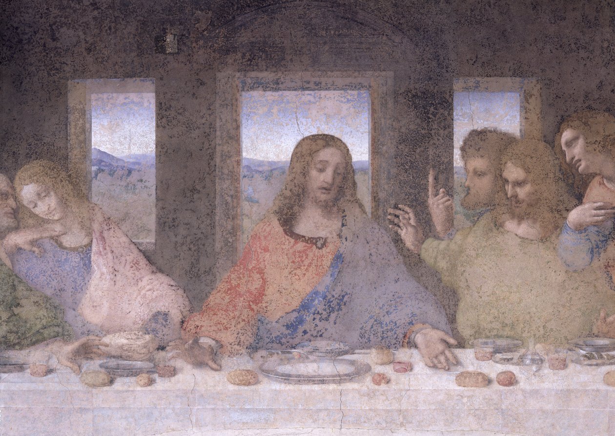 最後の晩餐、1495-97（復元後） 作： レオナルド・ダ・ヴィンチ