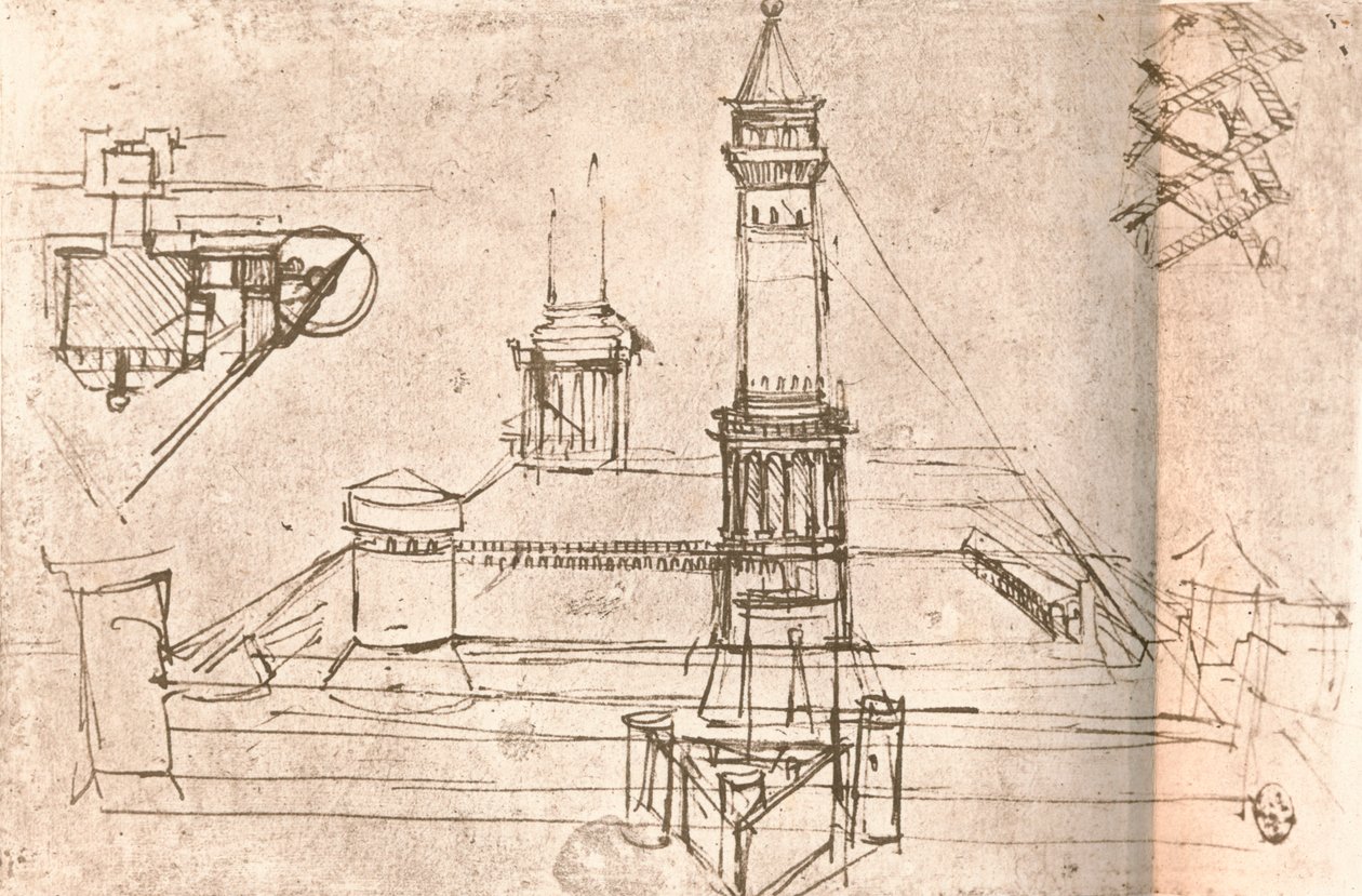 城の建築、c1472-c1519 1883 作： レオナルド・ダ・ヴィンチ