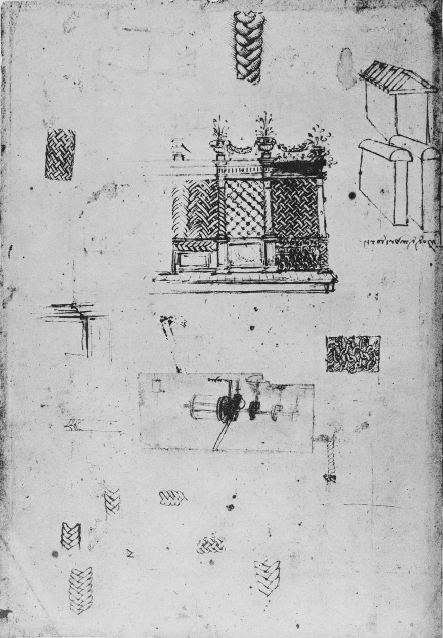 装飾的なスクリーンやその他のスケッチの描画、c1480 1945 作： レオナルド・ダ・ヴィンチ