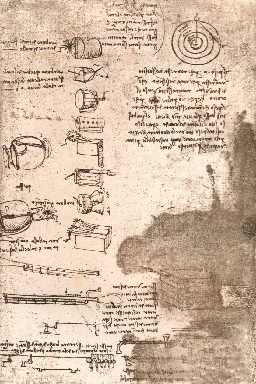 楽器やその他のオブジェクトの描画、c1472-c1519 1883 作： レオナルド・ダ・ヴィンチ
