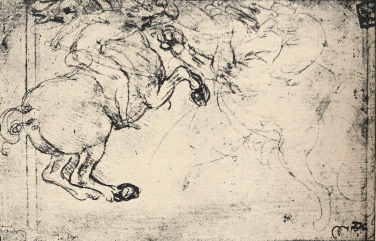 騎士とグリフィンの間の戦い、c1480 1945 作： レオナルド・ダ・ヴィンチ