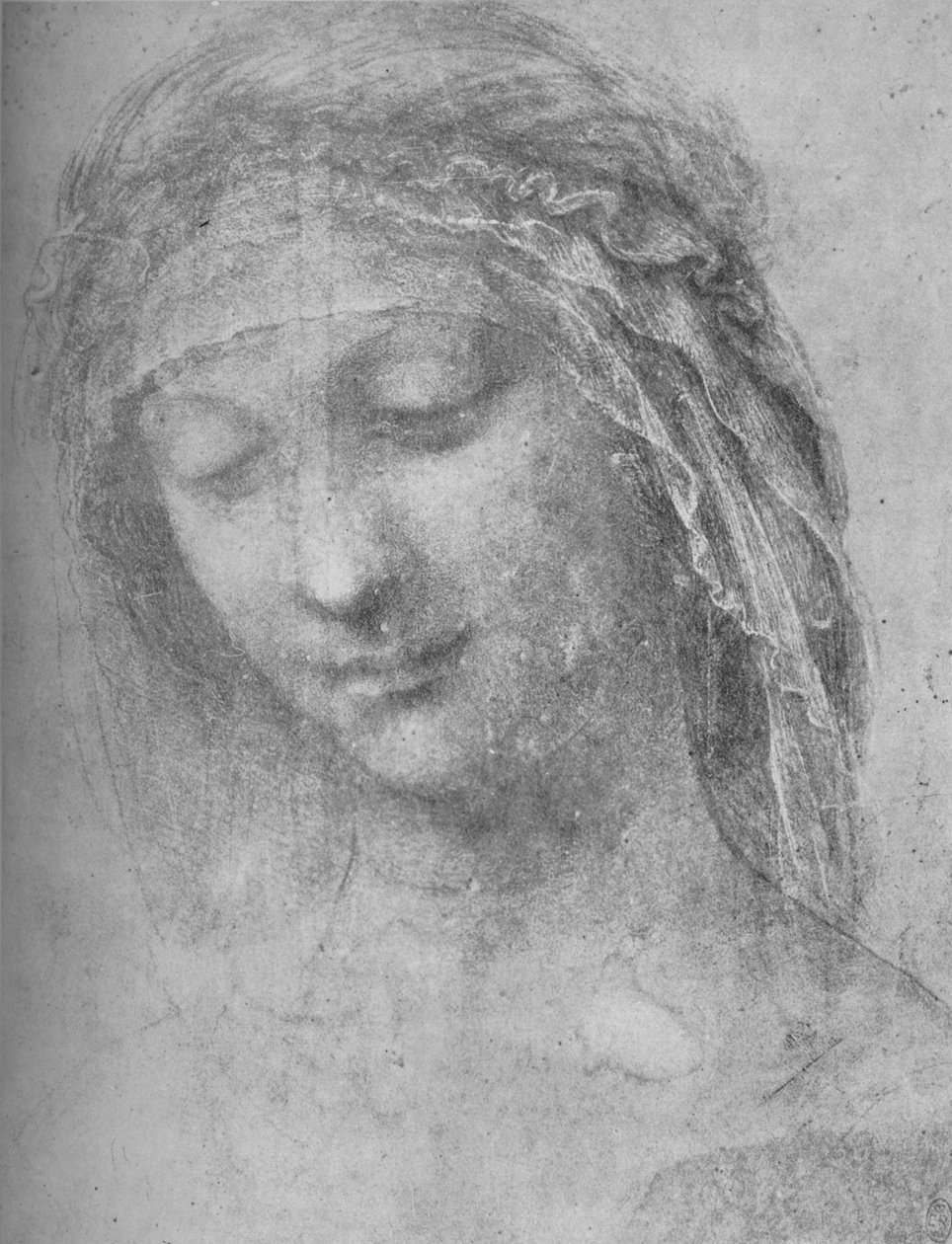左から4分の3の女性の頭、c1480 1945 作： レオナルド・ダ・ヴィンチ