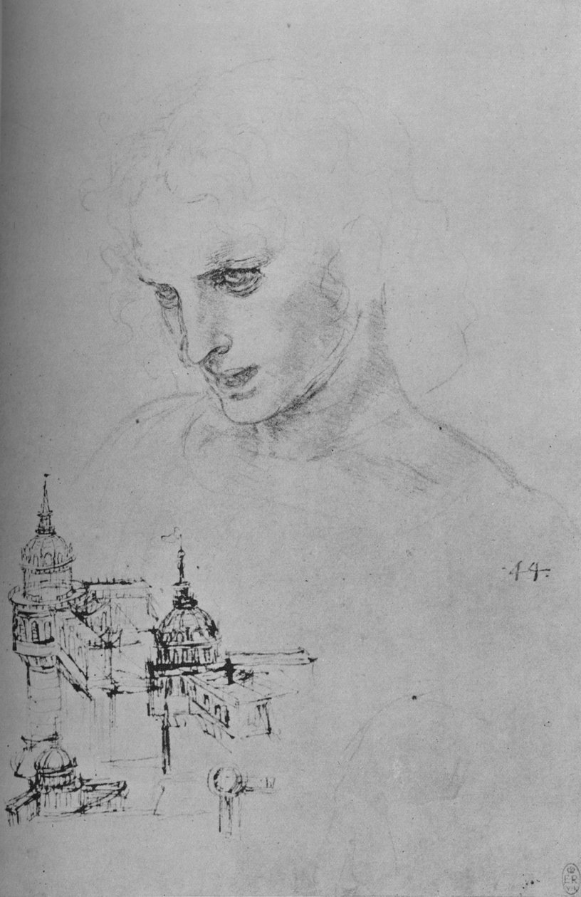 使徒と建築の研究の責任者、c1480 1945 作： レオナルド・ダ・ヴィンチ