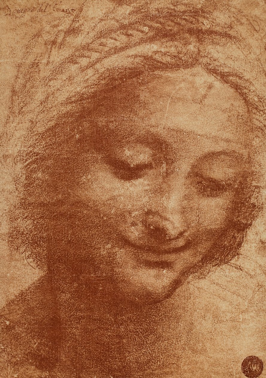 レオナルドダヴィンチが描いた女性またはサンタナの頭は、ルーヴル美術館に現在いる聖アンナの頭とマドンナを子供と一緒に描いています。デザインはギャラリーdellAに収容されています 作： レオナルド・ダ・ヴィンチ