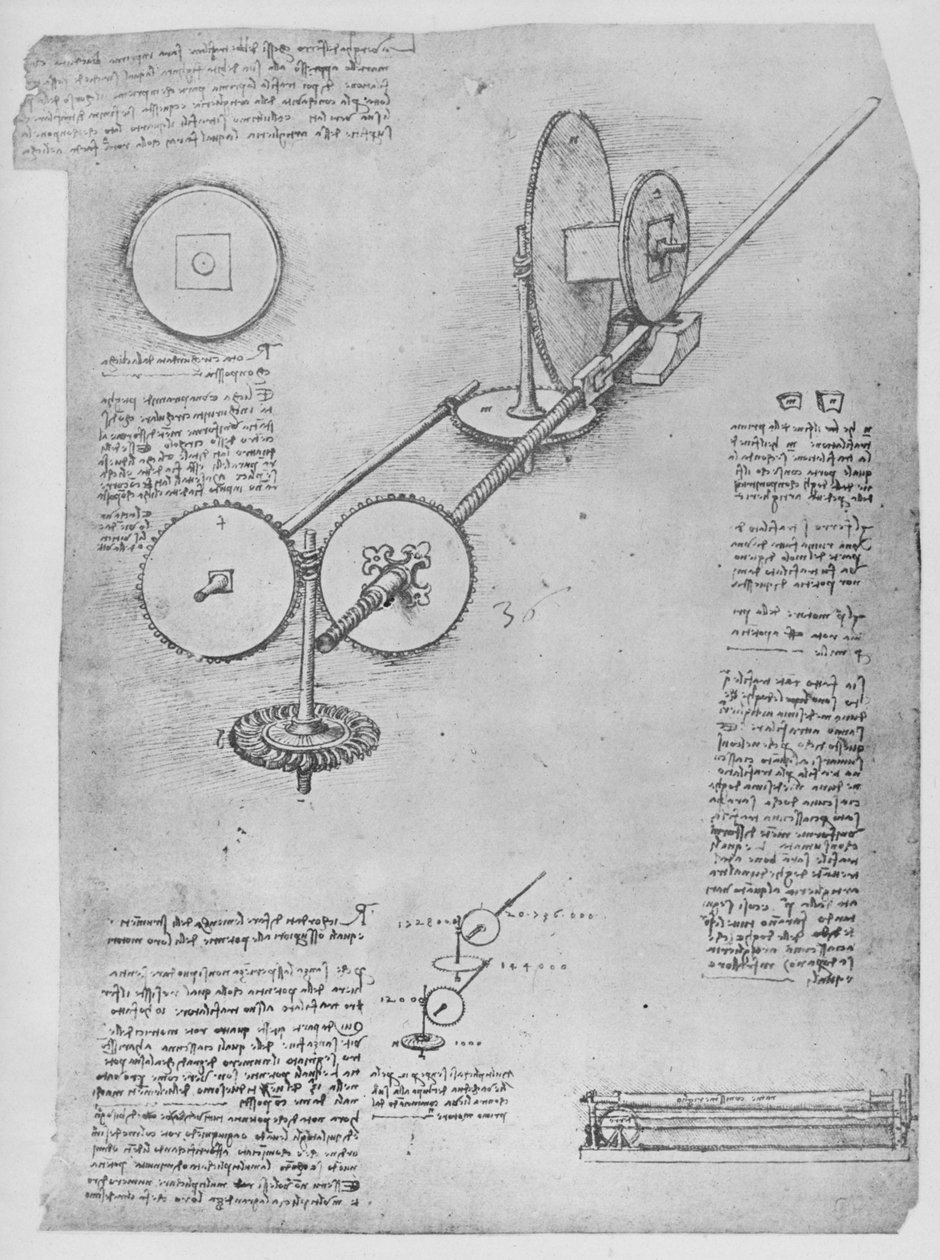 大砲を作るための鉄の棒を成形するための機械、c1480 1945 作： レオナルド・ダ・ヴィンチ