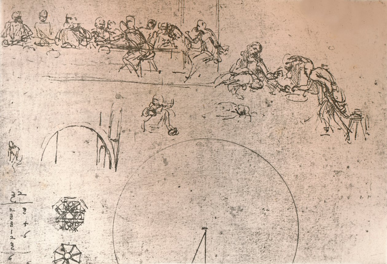 最後の晩餐」の絵の準備スケッチ、c1494-c1499 1883