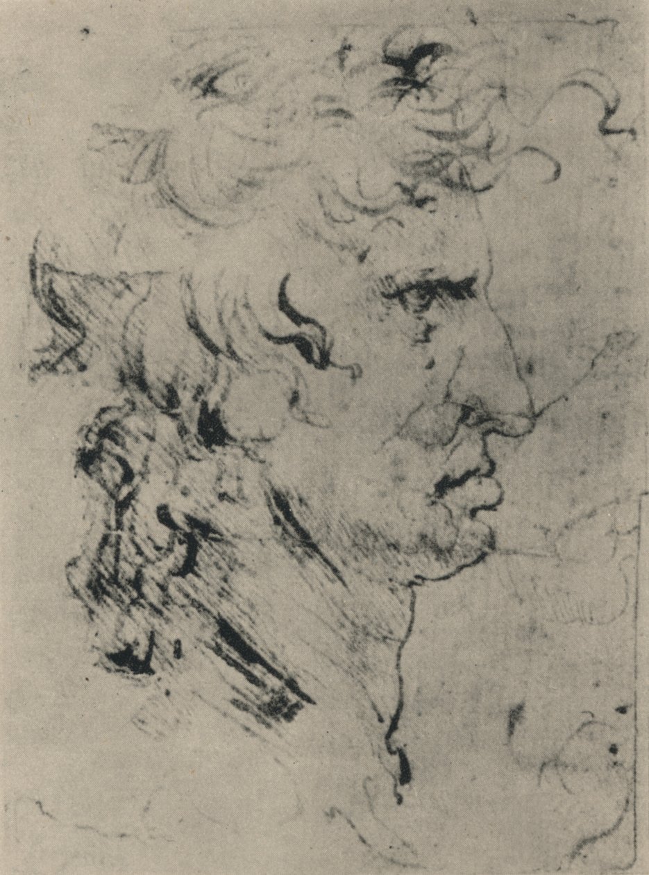 右の男のプロフィール、c1480 1945 作： レオナルド・ダ・ヴィンチ