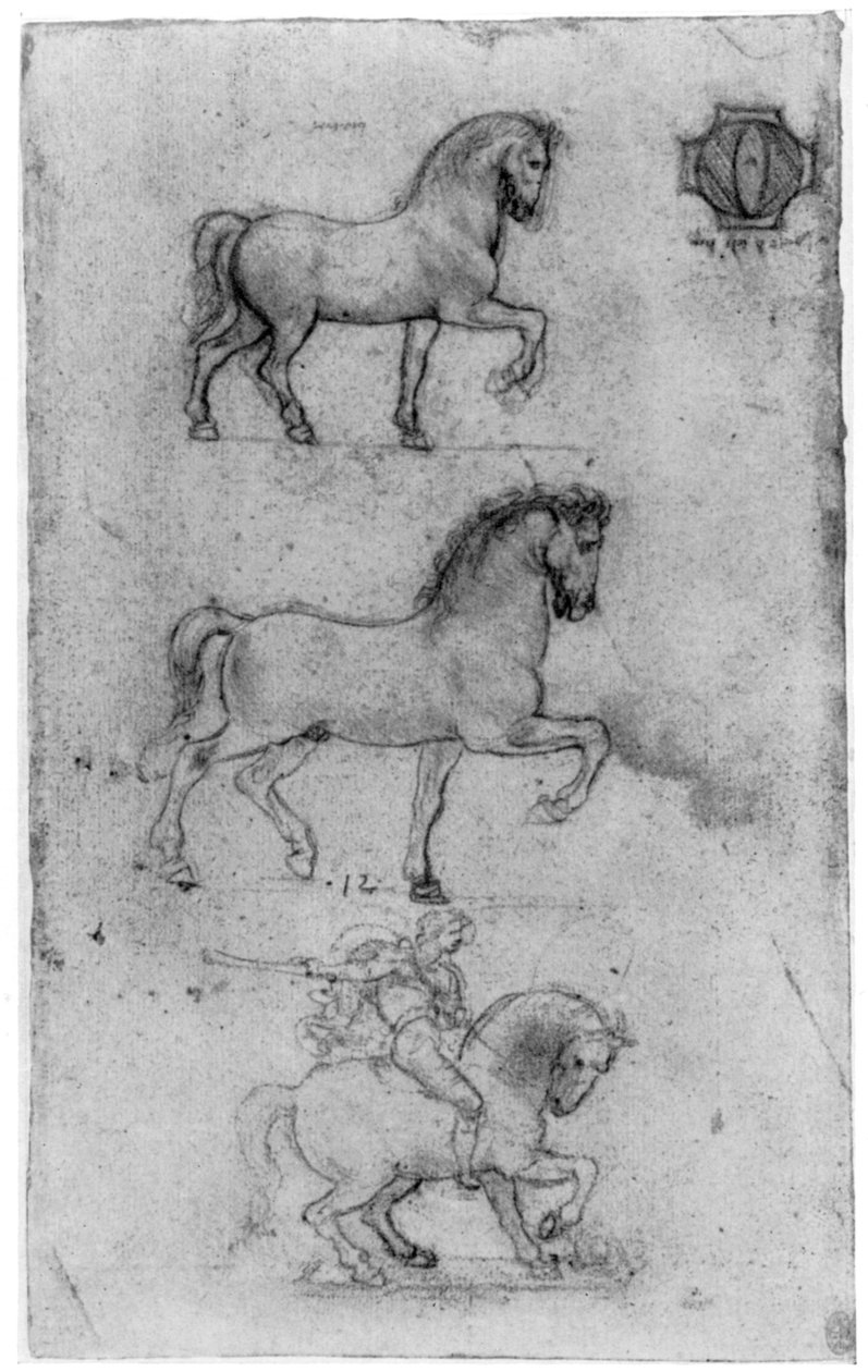 トリヴルツィオ記念碑の研究、c1508 1954。 作： レオナルド・ダ・ヴィンチ