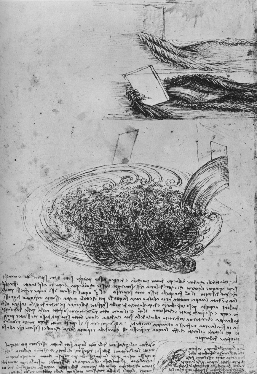 水の形成の研究、c1480 1945 作： レオナルド・ダ・ヴィンチ