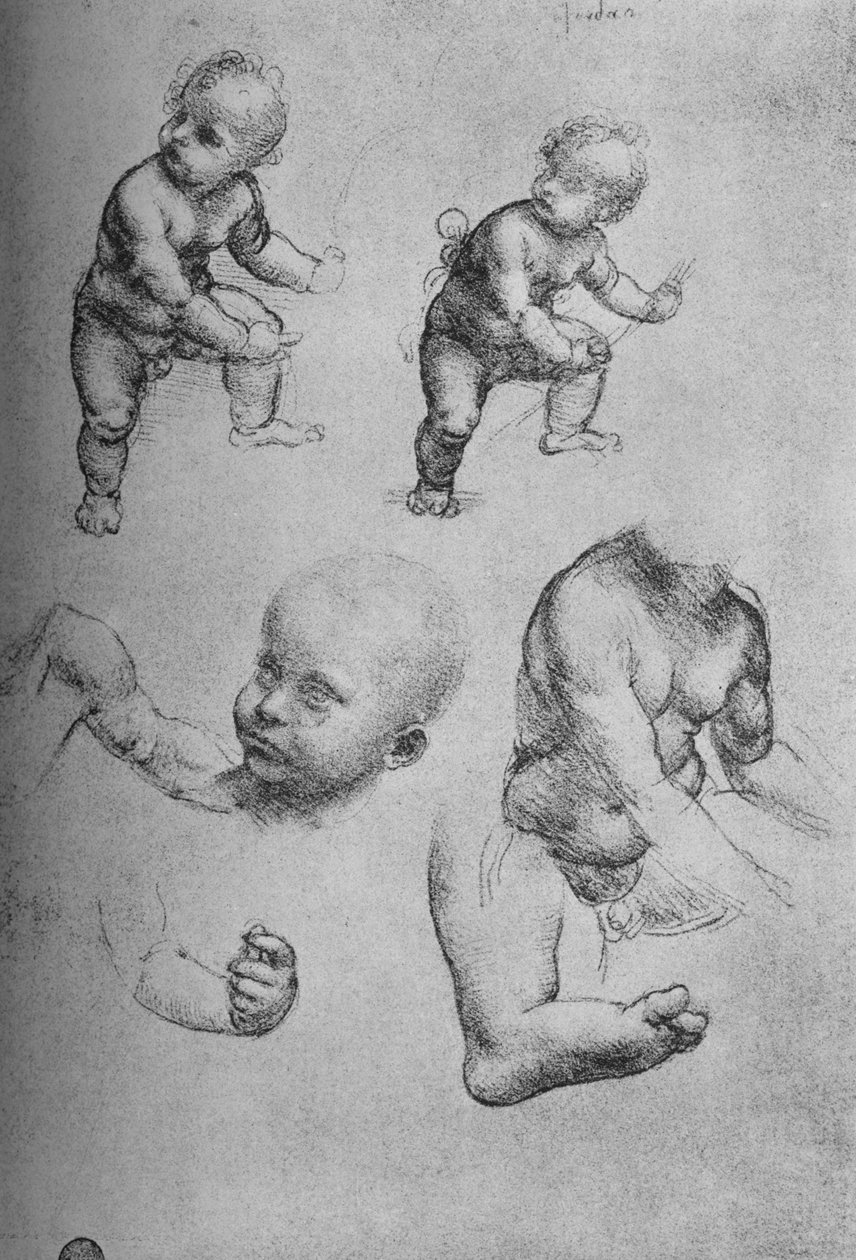 子供と子供の部分の研究、c1480 1945 作： レオナルド・ダ・ヴィンチ