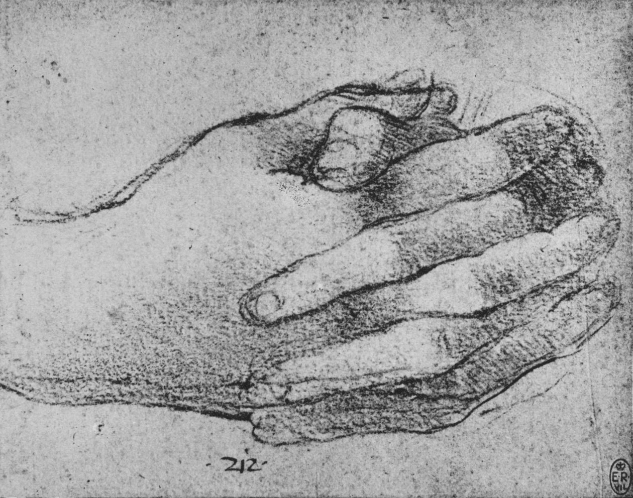 握り手の研究、c1480 1945 作： レオナルド・ダ・ヴィンチ