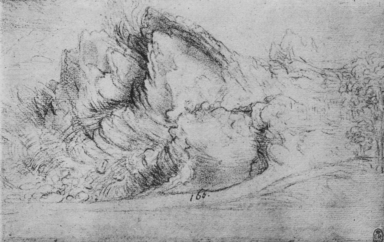 岩層の研究、c1480 1945 作： レオナルド・ダ・ヴィンチ