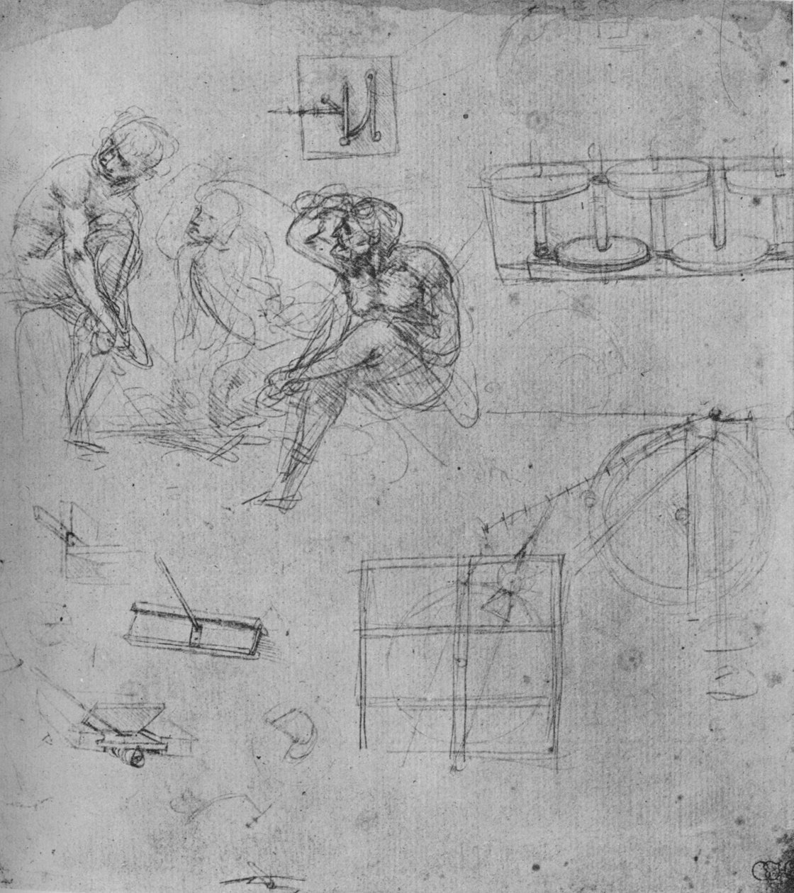 三座図と機械研究、1480-1481 1945 作： レオナルド・ダ・ヴィンチ