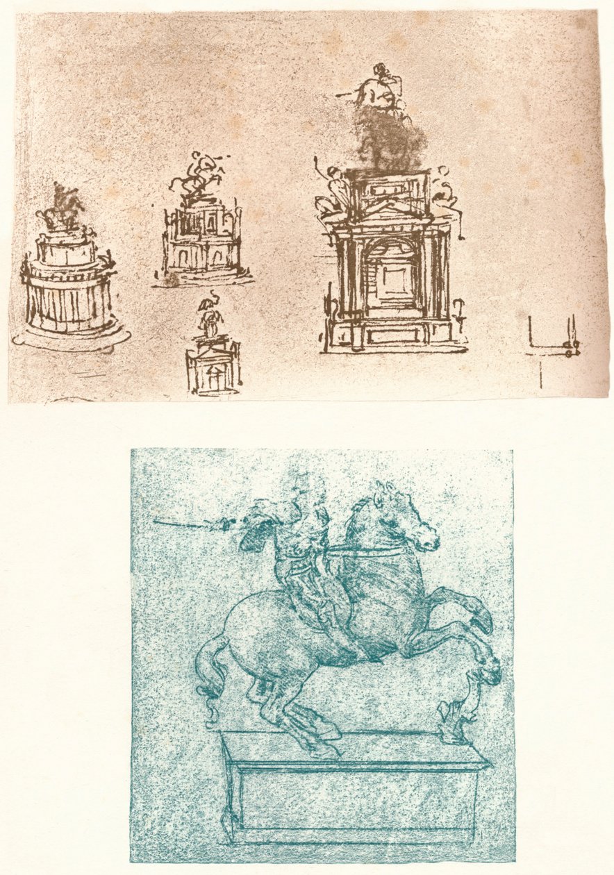 スフォルツァ記念碑のための2つの準備研究、c1482-c1499 1883 作： レオナルド・ダ・ヴィンチ