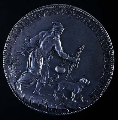 ミケランジェロブオナローティ（1475-1564）、1561（銀色）を描いたメダリオンの逆（表側については98877を参照） 作： レオーネ・レオニ