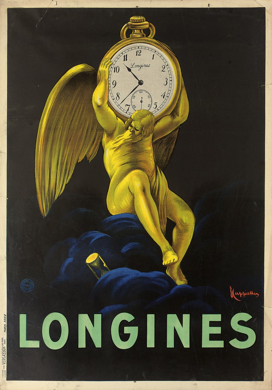 スイスの時計メーカー、ロンジンの広告ポスター、1922年