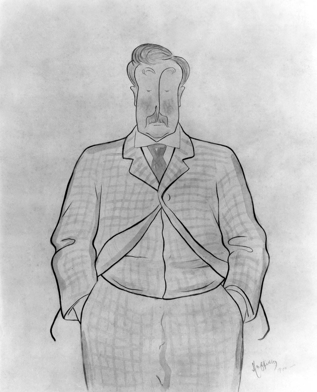 Alphonse Allais (1854-1905) フランスのジャーナリスト・作家 Leonetto Cappielloによるドローイング 作： レオネット・カッピエッロ
