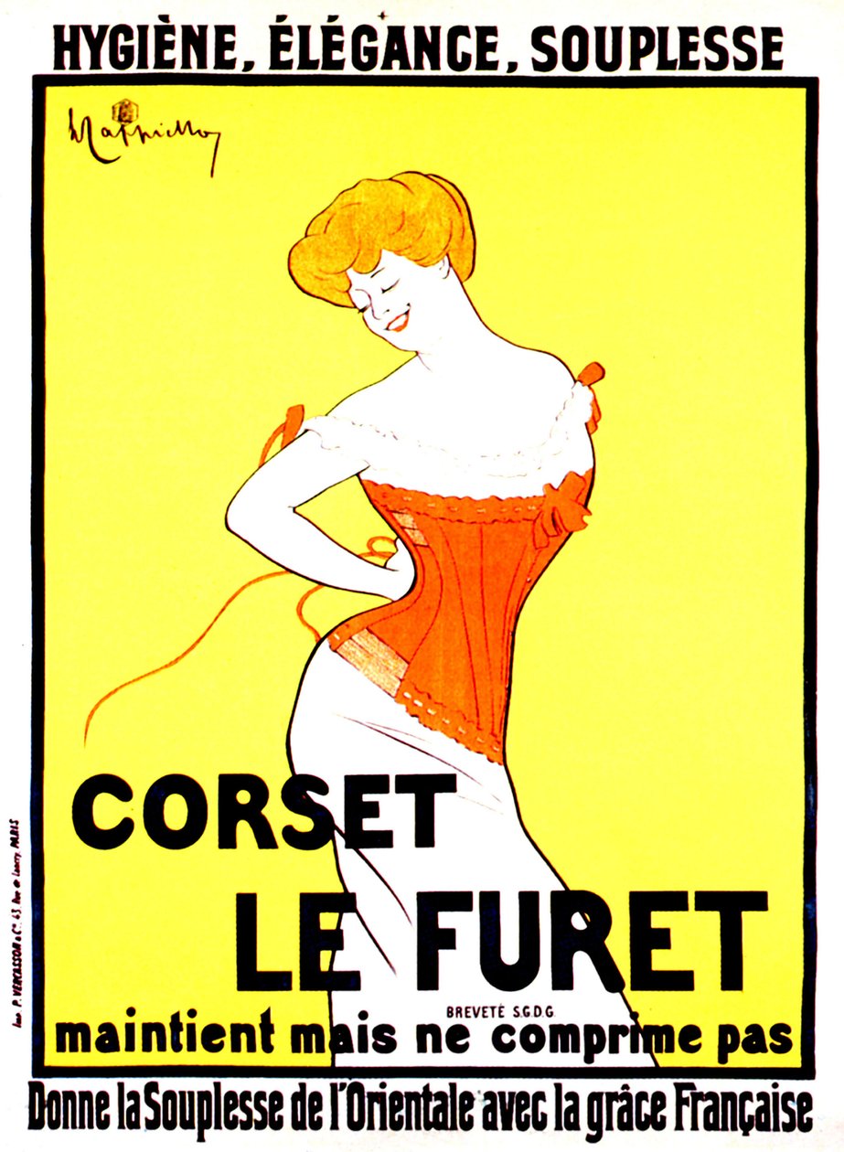 1901年頃のLeonetto Cappielloによるコルセットのプリント広告 作： レオネット・カッピエッロ