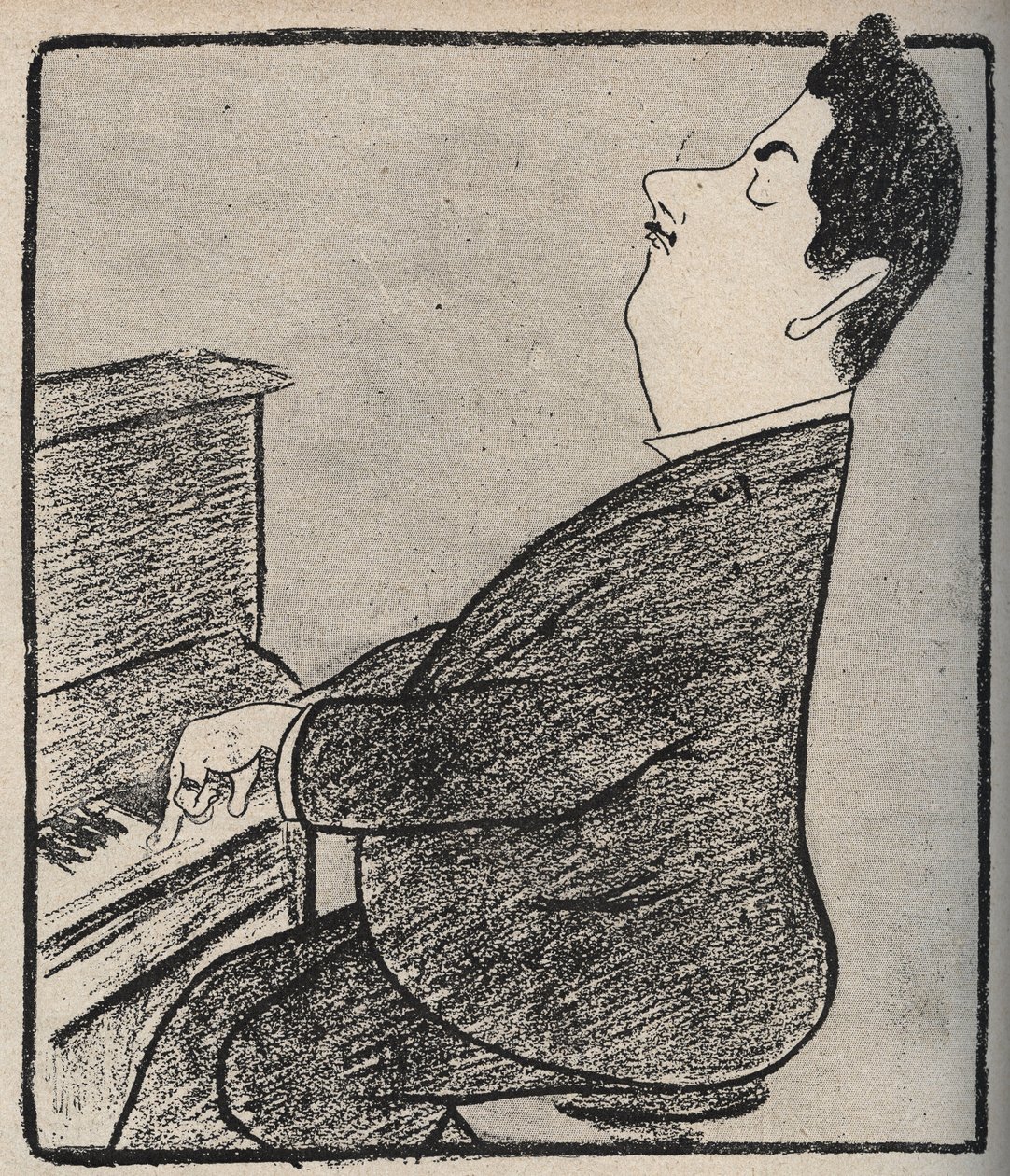 イタリアの作曲家、ジャコモ・プッチーニ（1858-1924）の肖像。漫画：Leonetto Cappiello - 1898年 作： レオネット・カッピエッロ