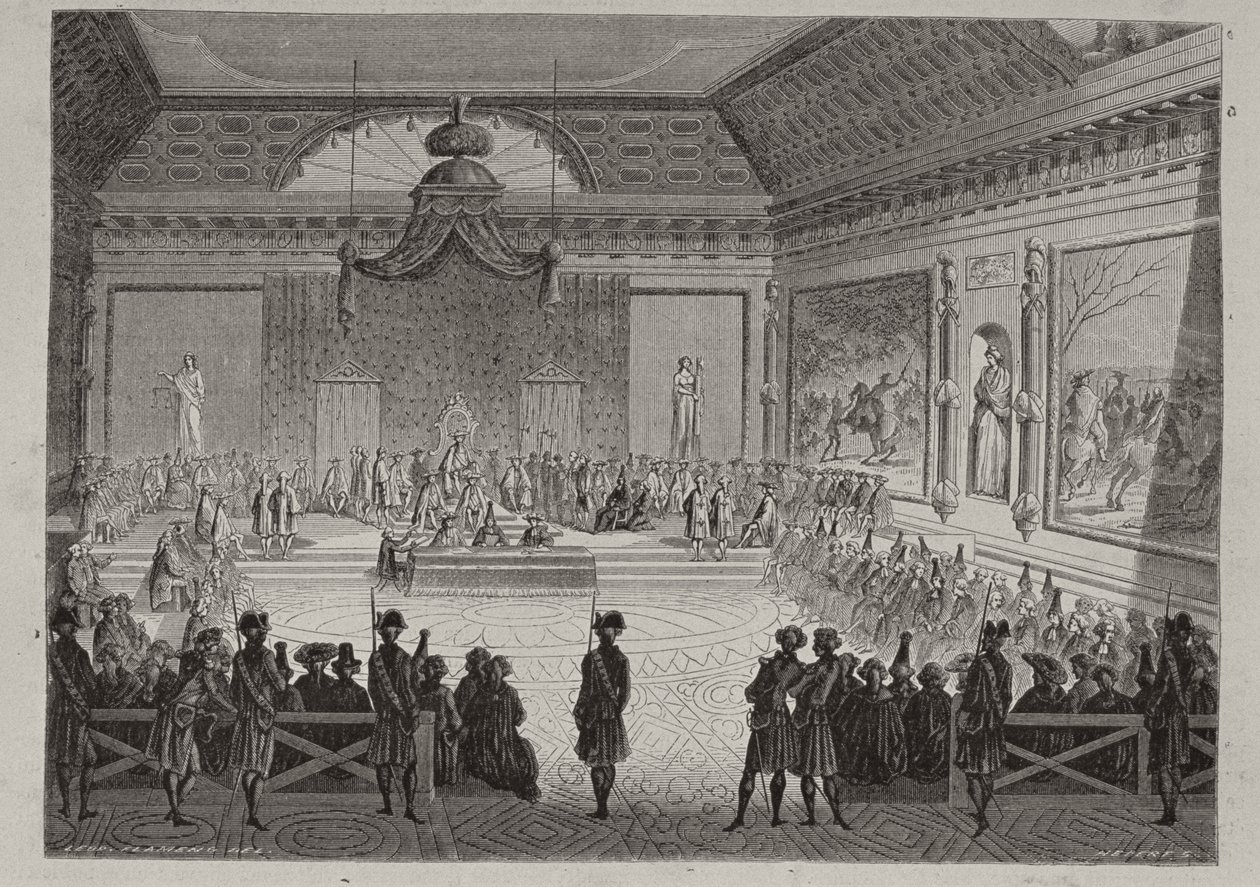 著名人の集会、1787年、アントワーヌオーギュストアーネストエベール（1817-1908）によって彫刻 作： レオポルド・フラメン