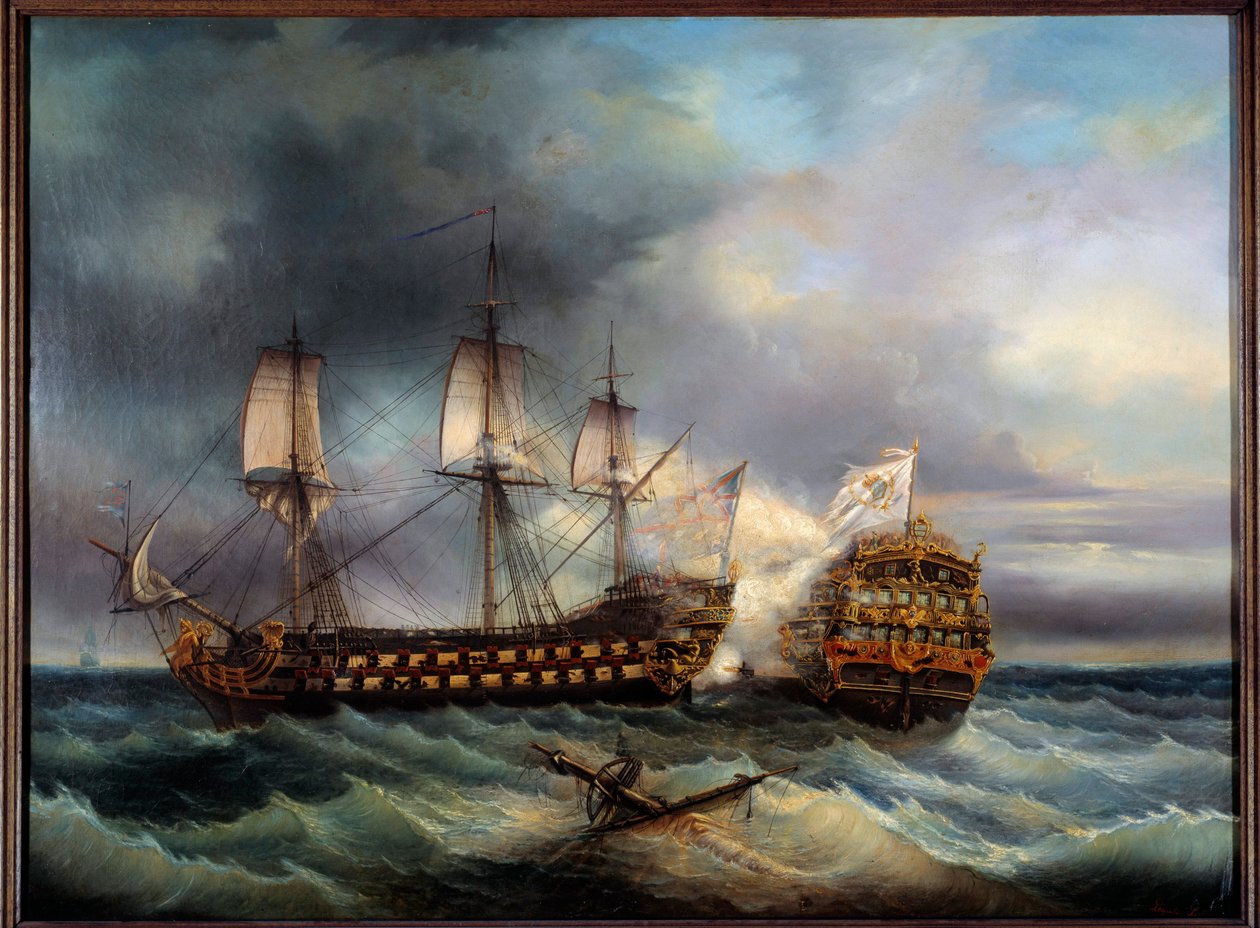イギリスとフランスの絵画間の海戦 Leopold Le Guen (1828-1895) 19世紀 ブレスト、美術館 作： Leopold LeGuen