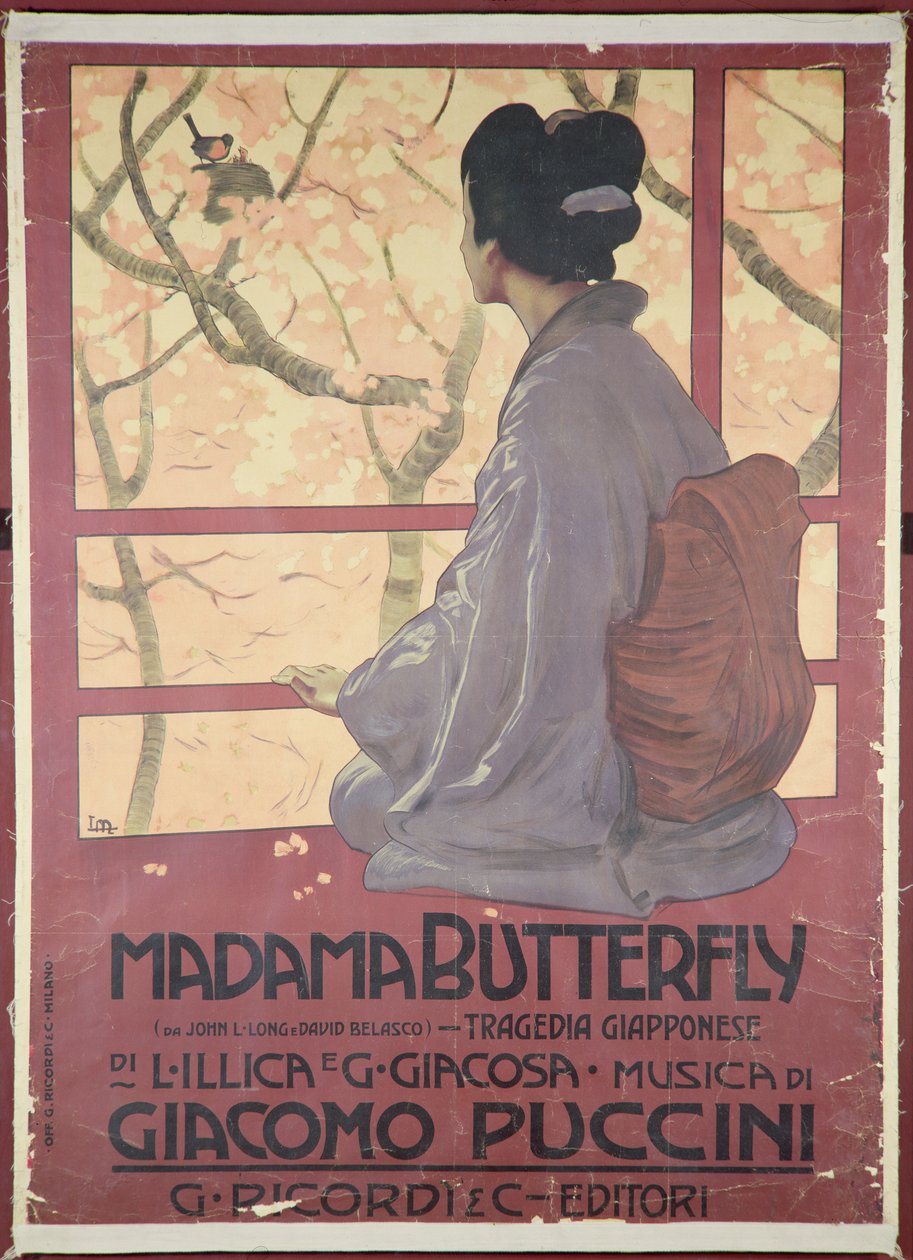 ジャコモ・プッチーニ（1858-1924）作曲「蝶々夫人」の楽譜の扉絵（カラーリトグラフ）（208559も参照） 作： レオポルド・メトリコビッツ