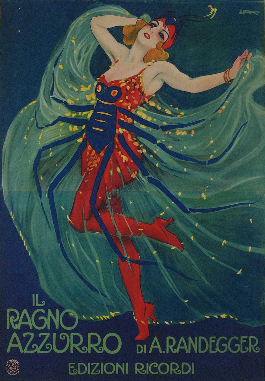 青い蜘蛛 アルベルト・イジニオ・ランデッガーによる青い蜘蛛、1916年。 作： レオポルド・メトリコビッツ