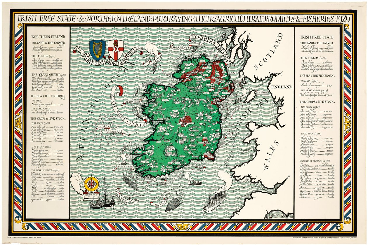 アイルランド自由国と北アイルランドの地図 作： レスリー・マクドナルド・ギル