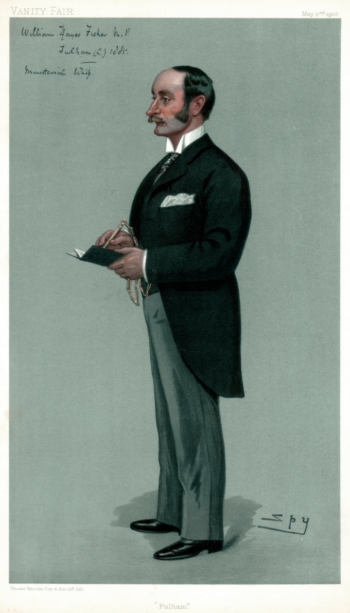 フラム、ウィリアムヘイズフィッシャー、イギリスの政治家、1900年。 作： レスリー・マシュー・ワード