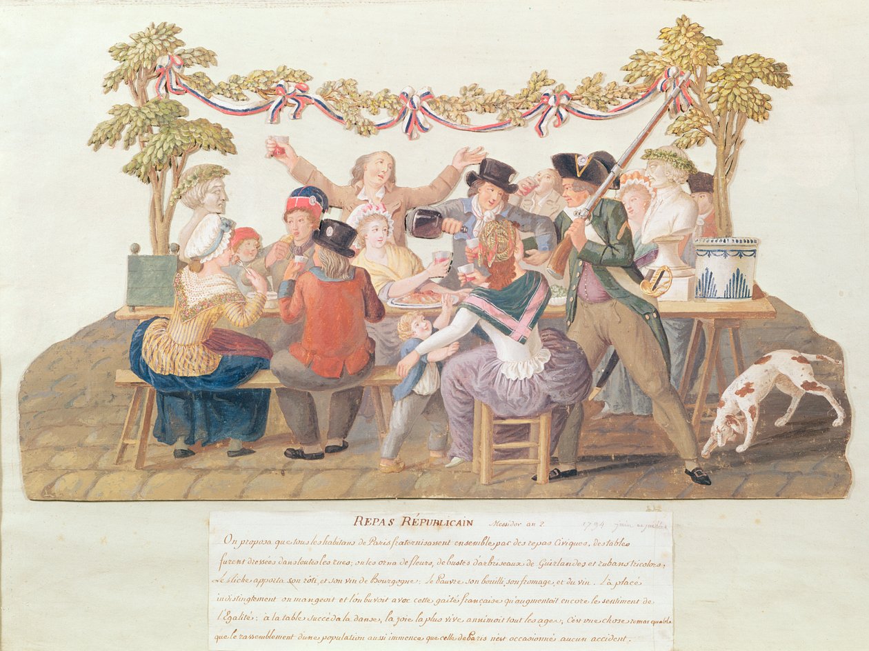 共和党の食事、メシドール、II年（1794年6月-7月）（カードとガッシュにカード） 作： レスール兄弟