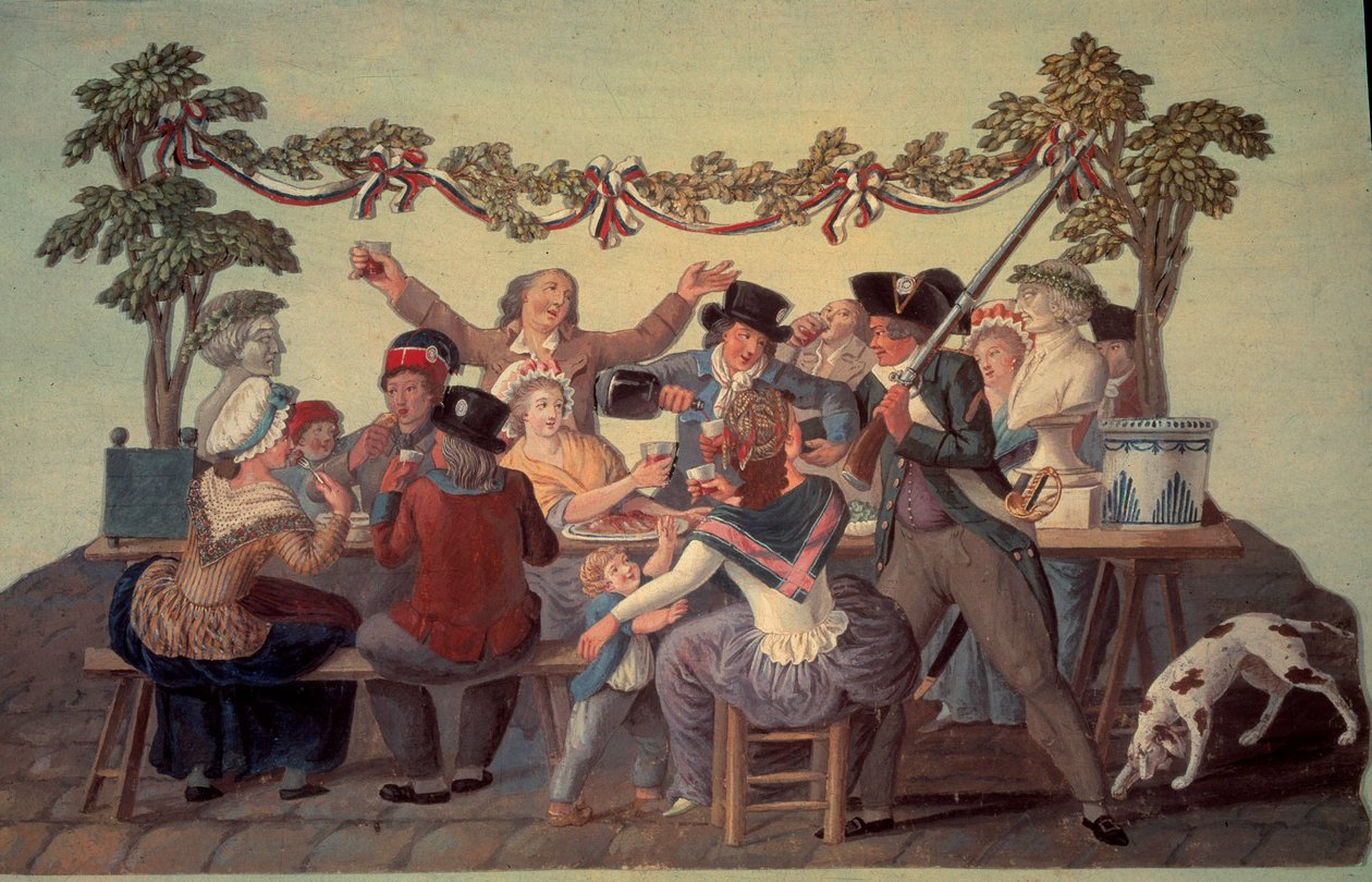 1789年のフランス革命。「共和国の食事」。ルスール家のグワッシュ（18世紀 作： レスール兄弟