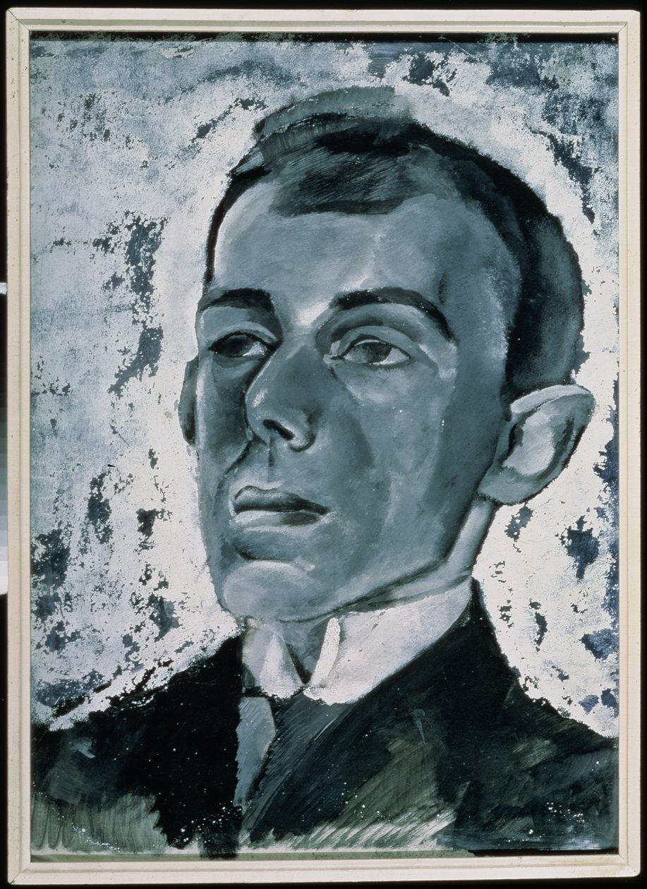 詩人オシップ・マンデルスタム (1891-1938) の肖像 (紙にガッシュ) 作： Lev Aleksandrovitch Bruni