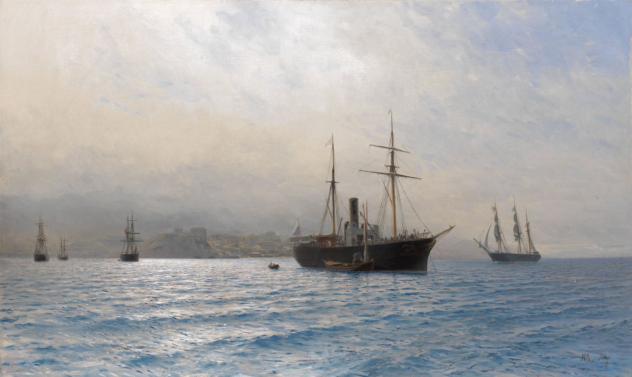 18771878のロシア-トルコ戦争後のボスポラス海峡の入り口にあるロシアの船 作： レフ・フェリソビッチ・ラゴリオ