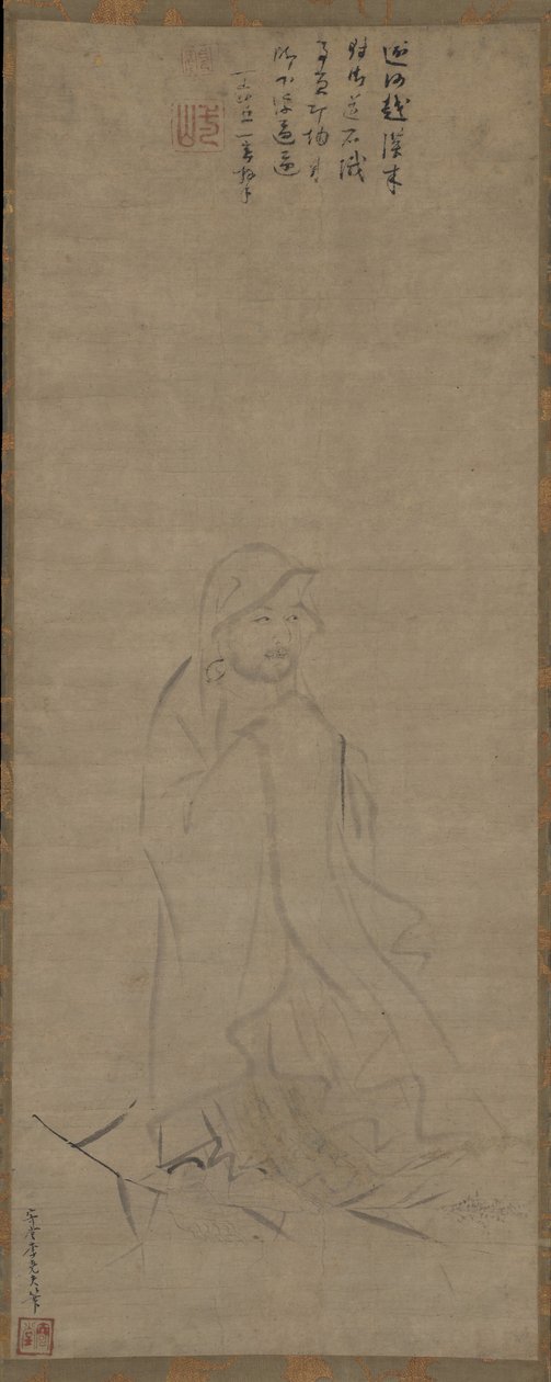 葦で揚子江を渡る菩提樹（1317年以前）。 作： Li Yaofu