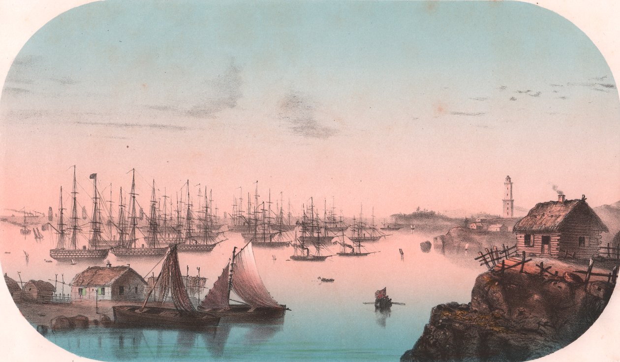 フィンランド、バロ・サンドのバルチック艦隊、カラーリトグラフ、29x20cm、『Episodes de la guerre d